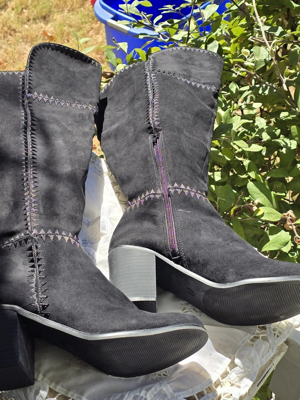 Universal Thread Black Faux Microsuede Over-The-Knee Asymmetrical Top Boots 9